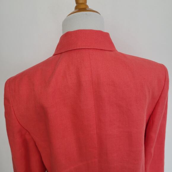Talbots Irish Linen Blazer Coral Spring Easter Button Front Women 10 - Picture 6 of 11